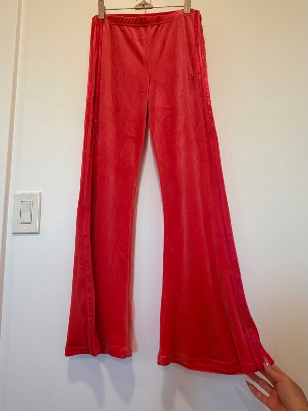 adidas coral pink Velour Track Pants